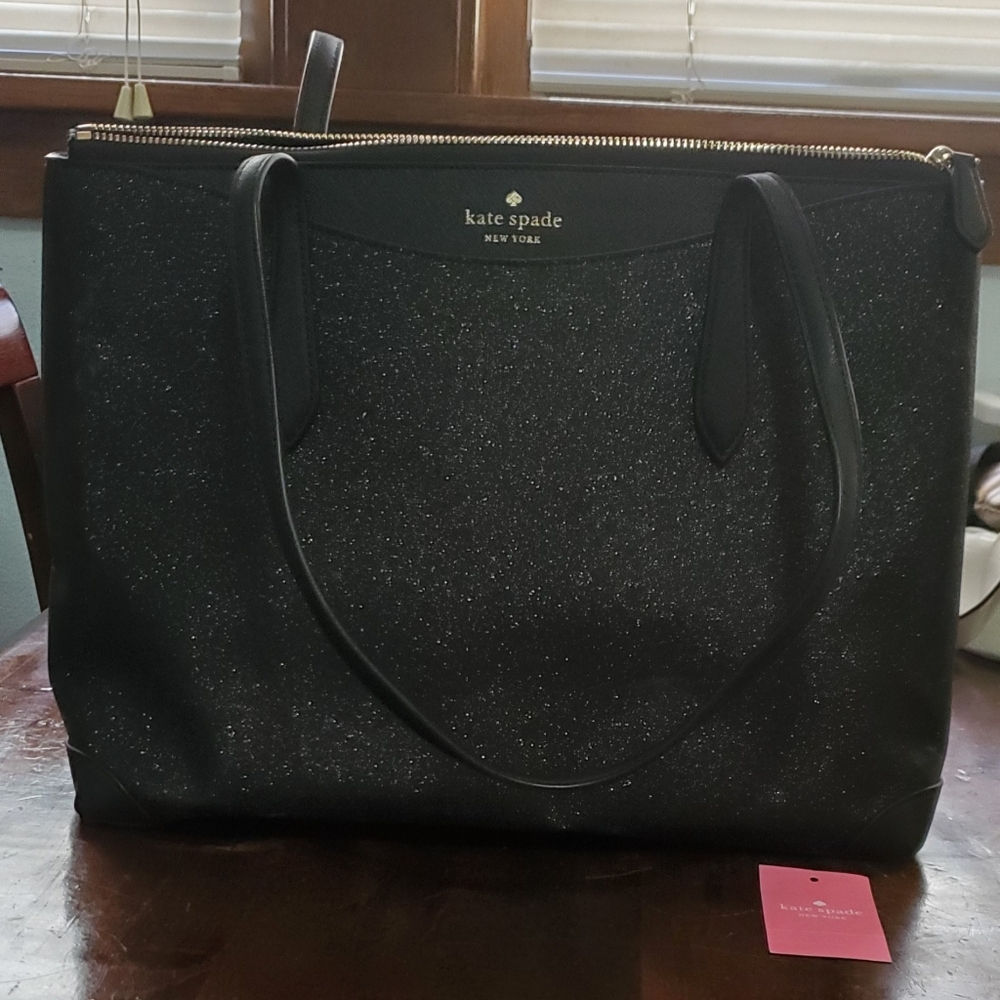 Kate Spade Black Glitter Tote Bag.  Super Cute! - Picture 2 of 16
